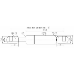 Molla a gas STABILUS Lmax 384,5, 670N, corsa 140 mm