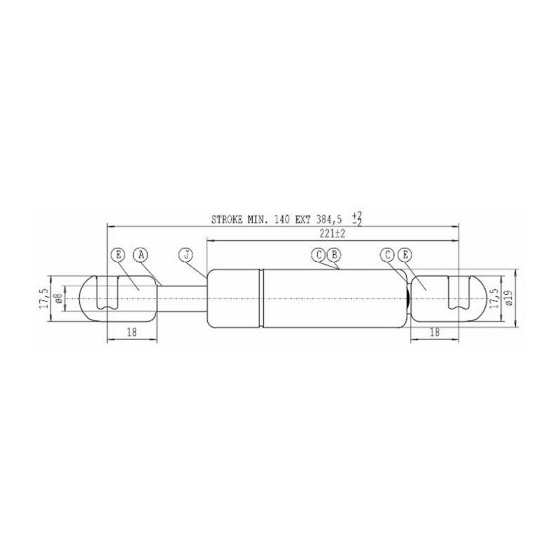 Molla a gas STABILUS Lmax 384,5, 670N, corsa 140 mm