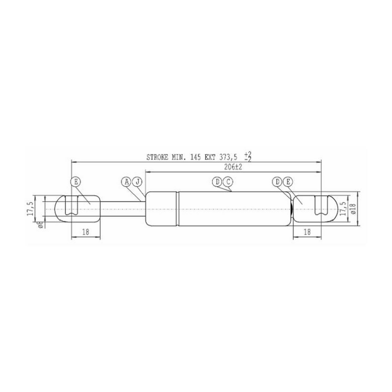Molla a gas STABILUS Lmax 373,5 mm, 100N, corsa 145 mm