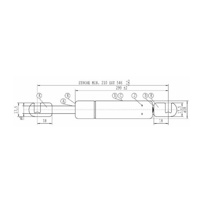 Molla a gas STABILUS Lmax 546 mm, 140N, corsa 210 mm