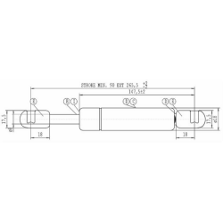 Molla a gas STABILUS Lmax 265,5 mm, 200N, corsa 90 mm