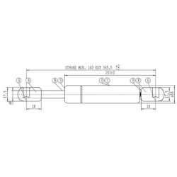 Molla a gas STABILUS Lmax 365,5 mm, 150N, corsa 140 mm