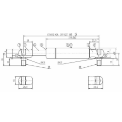 Molla a gas STABILUS Lmax 445 mm, 150N, corsa 180mm