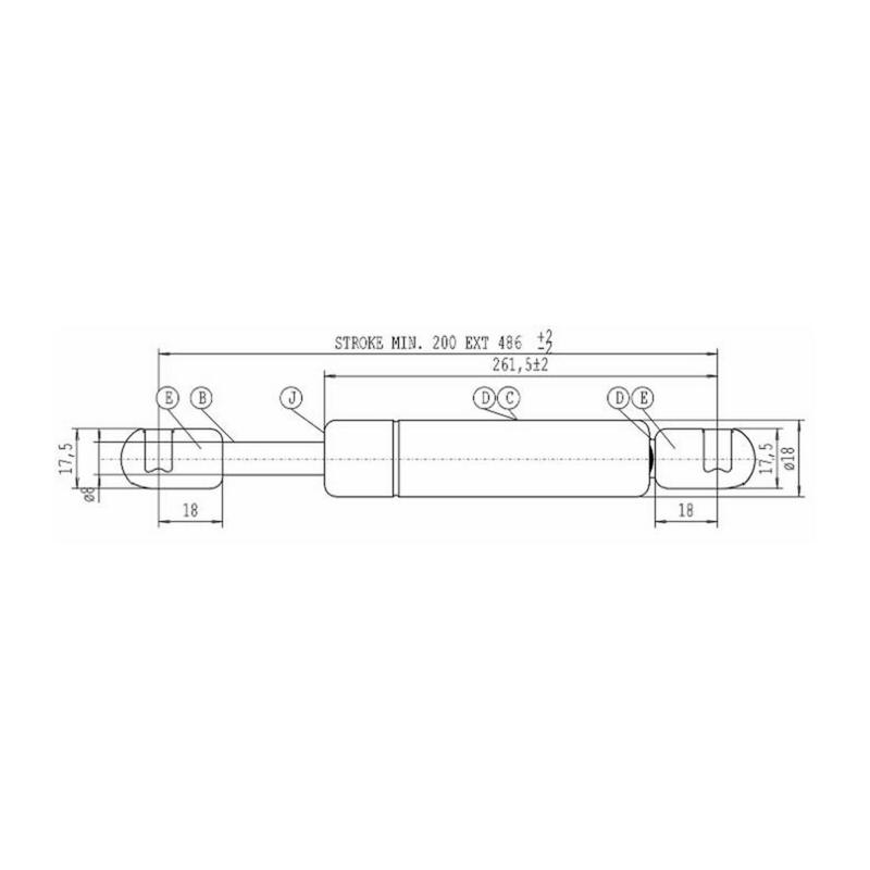 Molla a gas STABILUS Lmax 486 mm, 200N, corsa 200 mm