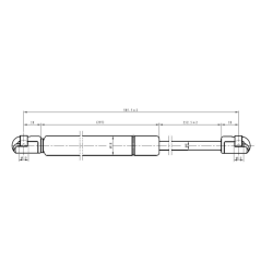 Molla a gas Lmax 585,5 mm, 200N, corsa 252,5 mm
