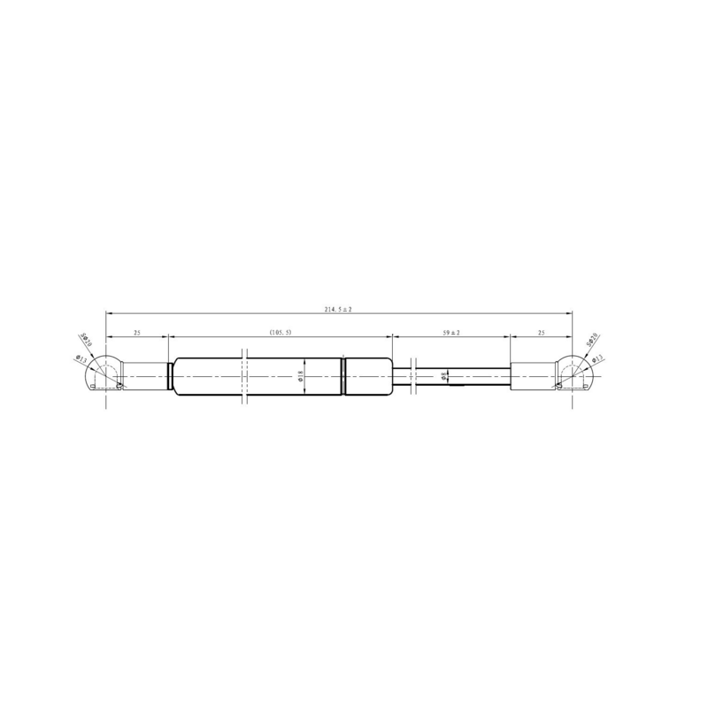 Molla a gas Lmax 214,5 mm, 410N, corsa 59 mm
