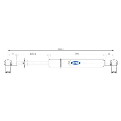 Molla a gas AMA Lmax 585mm 150N corsa 259mm