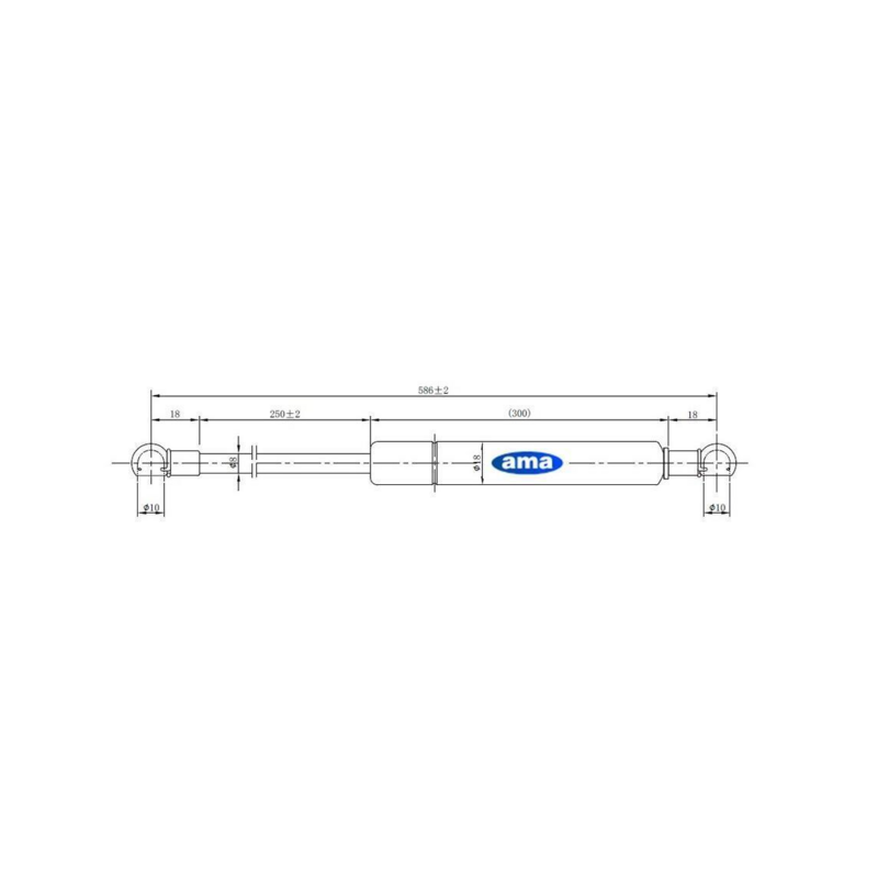 Molla a gas AMA Lmax 586mm 200N corsa 250mm