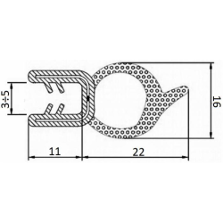 GUARNIZIONE PER LAMIERA O ABS CON AGGANCIO DA 3 MM A 5MM