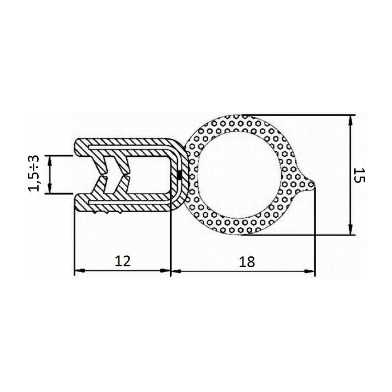 GUARNIZIONE PER LAMIERA O ABS CON AGGANCIO DA 1 MM A 3 MM