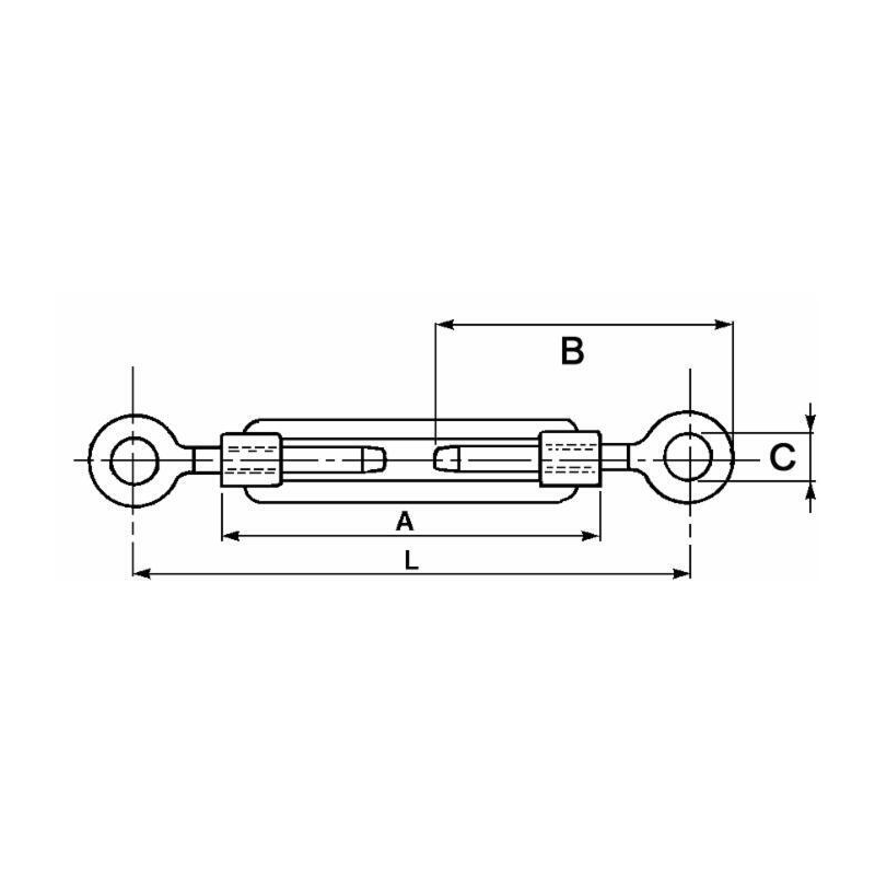 TENDITORE A DUE OCCHI Ø 1/4", L MINIMA - 140MM