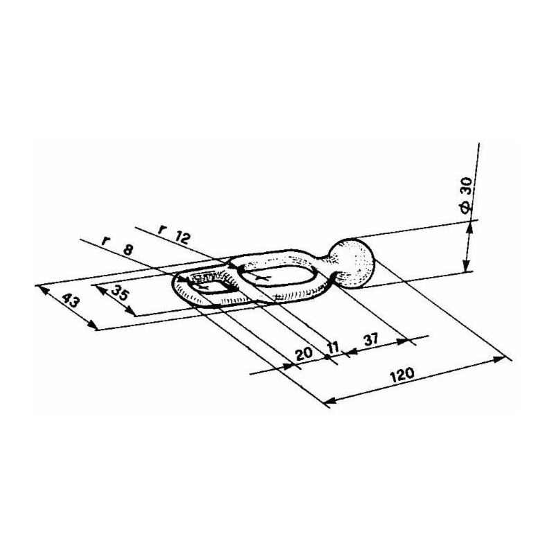 DOPPIO ANELLO FERMO PER CERNIERE L-120MM.