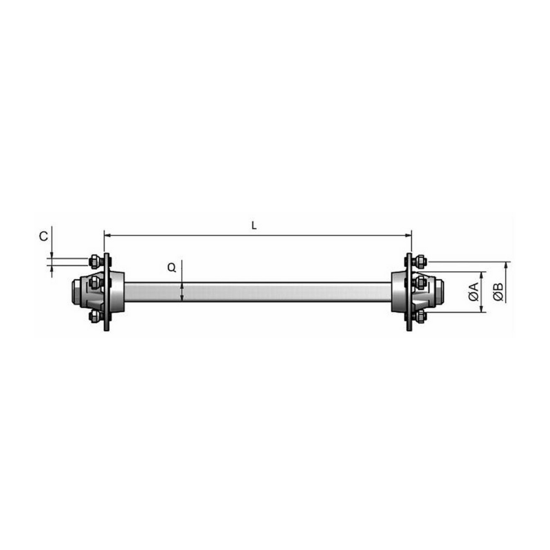 ASSALE SENZA FRENO Q40 A 5 FORI L - 1200MM.