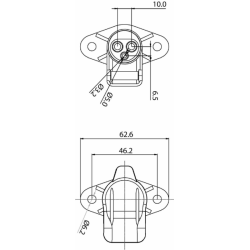 Presa a 3 poli 12–24 V in plastica, con 2 fori di fissaggio e coperchio