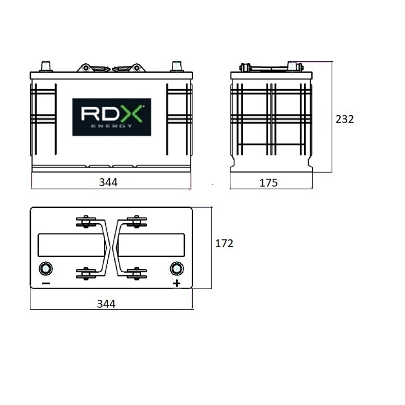 BATTERIA 12V 110AH 800A 344X175X232 MM DX