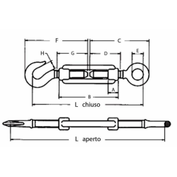 TENDITORE GANCIO E OCCHIO Ø 1/2", L MINIMA - 223MM