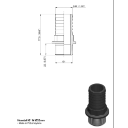RACCORDO PTG DRITTO 1" M. D-32