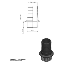 RACCORDO DRITTO PTG 1"1/4 M. D-38