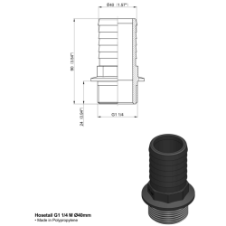 RACCORDO DRITTO PTG 1"1/4 M. D-40