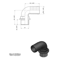RACCORDO CURVO 90° 1" MASCHIO D-32