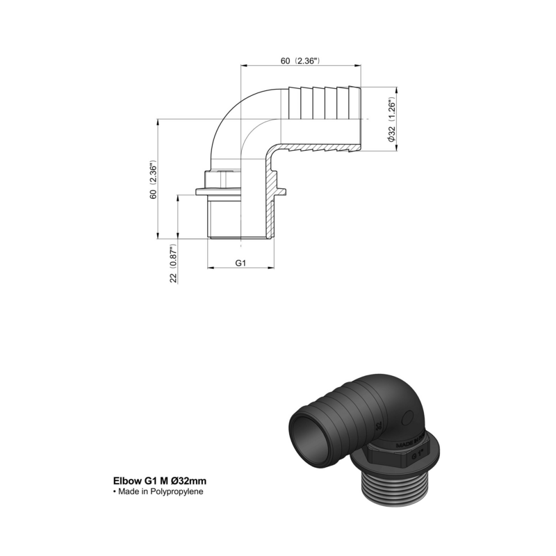 RACCORDO CURVO 90° 1" MASCHIO D-32