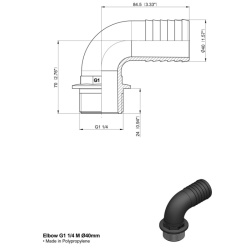 RACCORDO CURVO 90° 1"1/4 MASCHIO D-40