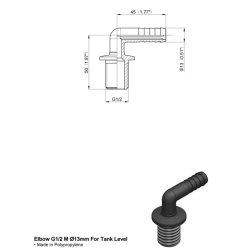 RACCORDO CURVO 90° 1/2" M D-13 X LIVELLO