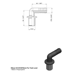 RACCORDO CURVO 90° 1/2" M D-16 X LIVELLO