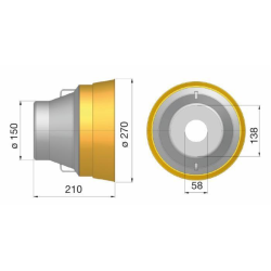 CONTROCUFFIA CORTA IN PLASTICA Ø 270 L-210 MM