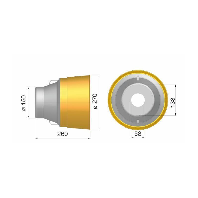CONTROCUFFIA LUNGA IN PLASTICA Ø270 L-260 MM