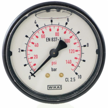 MANOMETRO IN ABS Ø 63MM, SCALA 0/10 BAR, ATTACCO POSTERIORE R 1/4"