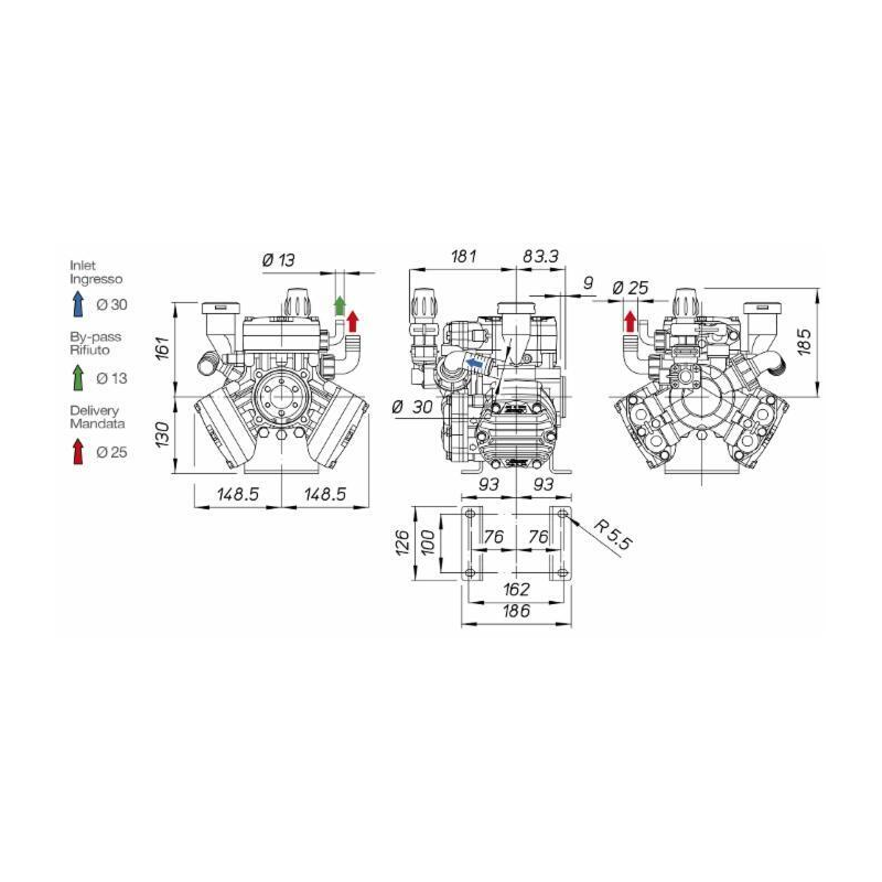 Pompa a 3 membrane Comet P 40/20