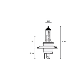 Lampadina alogena H4 12V 60/55W P43t
