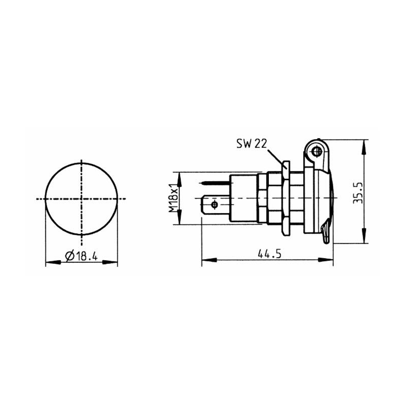 Presa bipolare 12-24V in plastica con coperchio