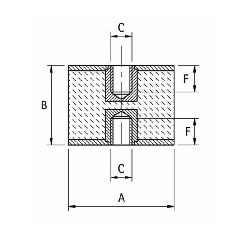 ANTIVIBRANTE FEMMINA/FEMMINA 15x15 M4