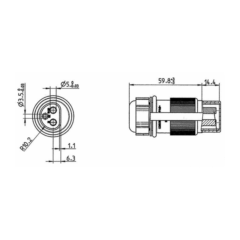Spina 3 poli 12-24V in plastica