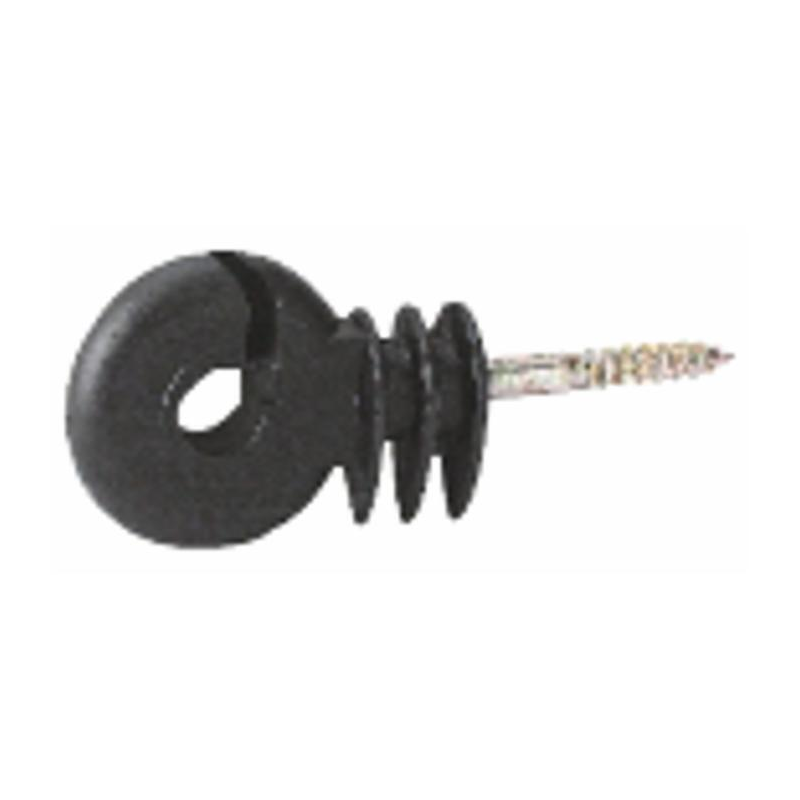 ISOLATORE NERO AD ANELLO CON VITE PER LEGNO Ø 6MM