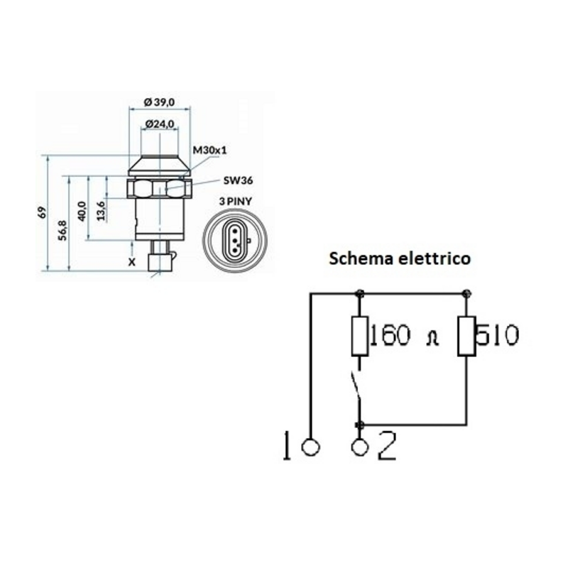 Interruttore a pulsante PNEUTRON verde chiaro, simbolo sollevatore alzato
