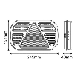 Fanale posteriore LED 12-24V, lato destro, 245x40x151 mm
