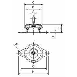 SUPPORTO ANTIVIBRANTE Ø 60 CON DADO M12
