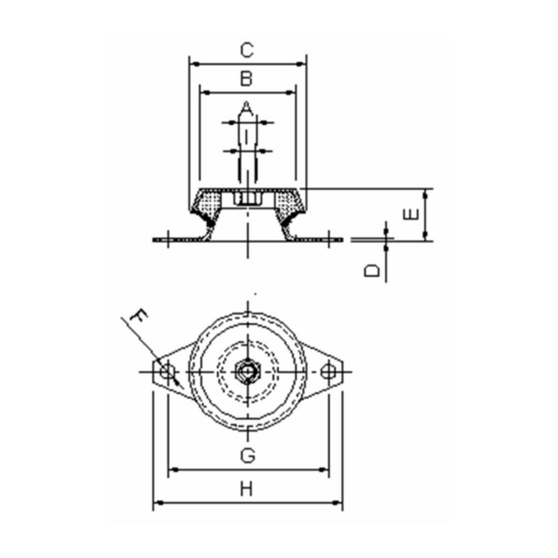 SUPPORTO ANTIVIBRANTE Ø 60 CON DADO M12