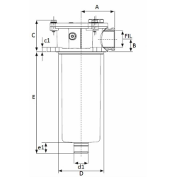 FILTRO SEMI IMMERSO DA 1/2" FILTRAZIONE 30µ LUNGHEZZA 82mm