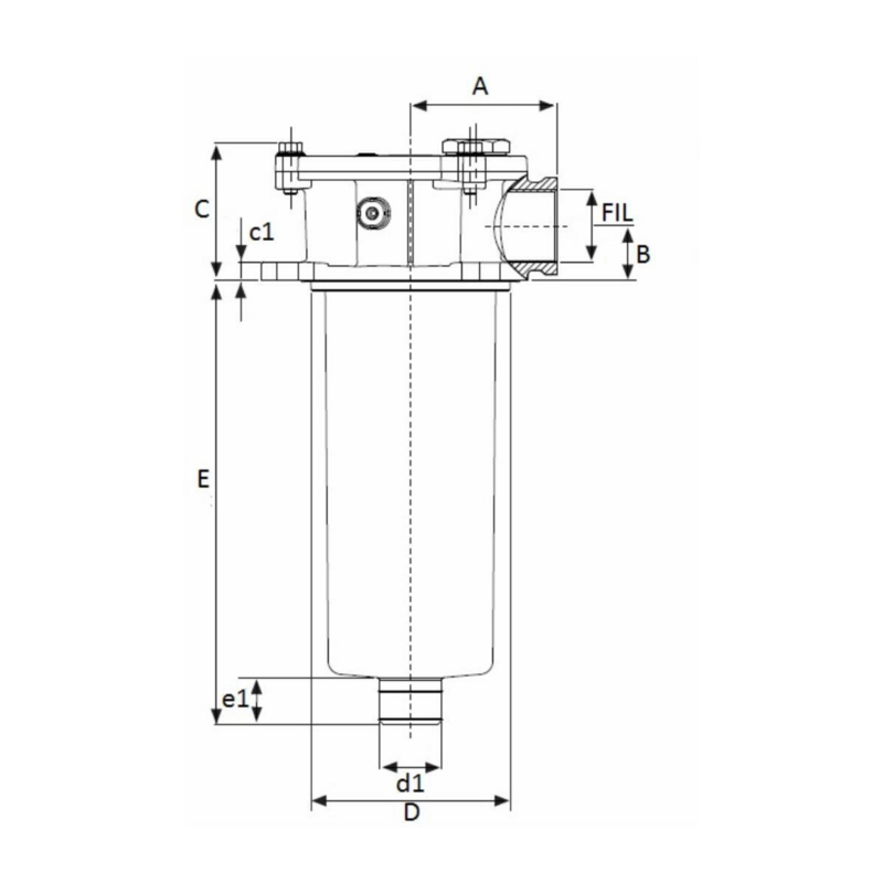 FILTRO SEMI IMMERSO DA 1/2" FILTRAZIONE 30µ LUNGHEZZA 82mm
