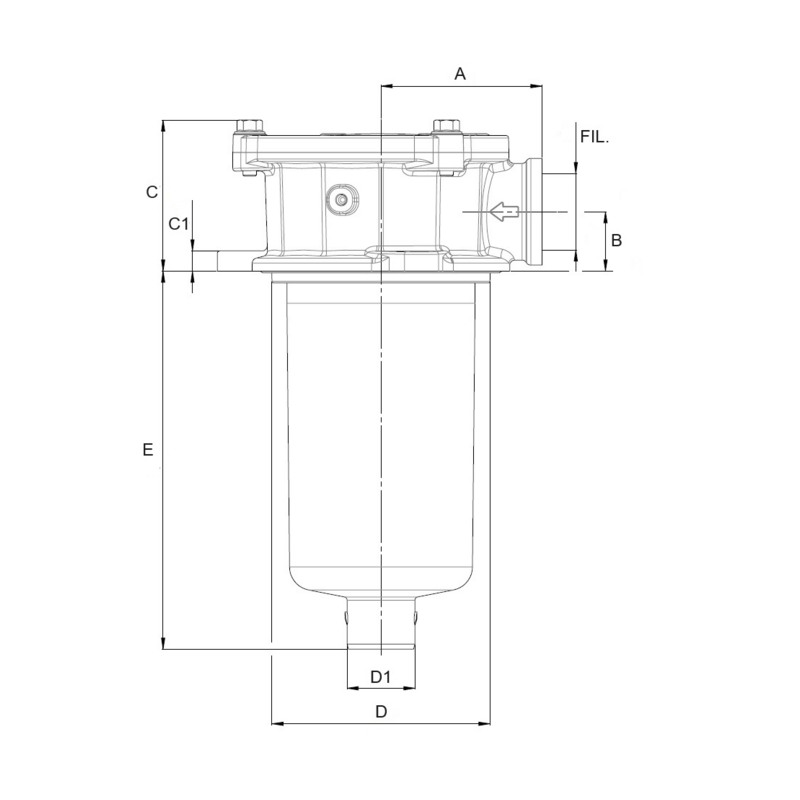 FILTRO SEMI IMMERSO DA 3/4" FILTRAZIONE 30µ LUNGHEZZA 106mm