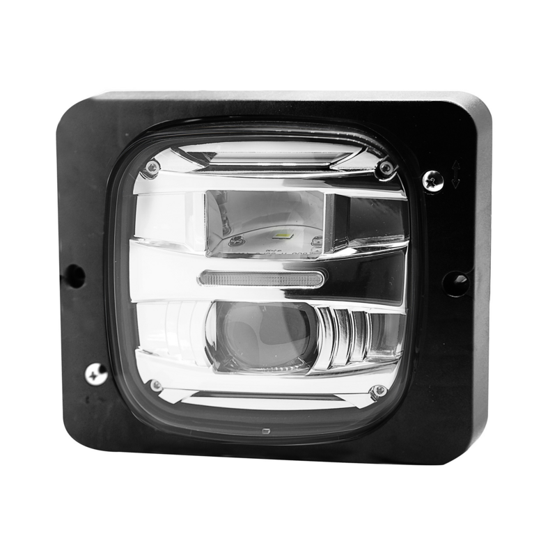 Proiettore LED  quadrato con cornice, compatibile con Fendt, Case-IH, Steyr, Mercedes-Benz MB-TRAC
