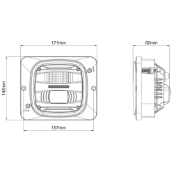 Proiettore LED  quadrato con cornice, compatibile con Fendt, Case-IH, Steyr, Mercedes-Benz MB-TRAC