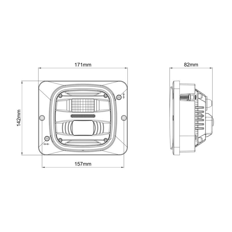Proiettore LED  quadrato con cornice, compatibile con Fendt, Case-IH, Steyr, Mercedes-Benz MB-TRAC