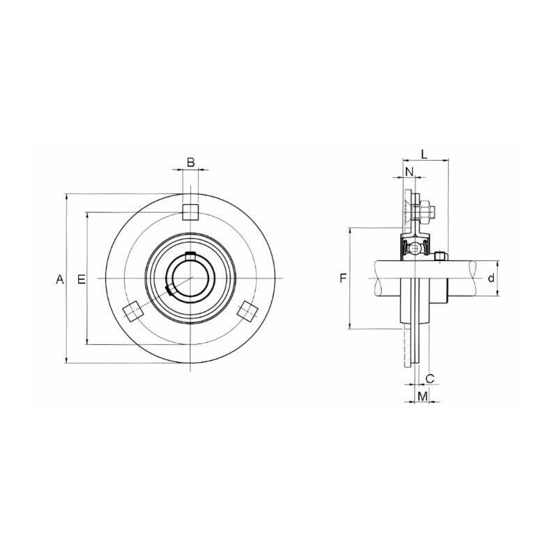 SUPPORTO A FLANGIA TONDA Ø35 SBPF207