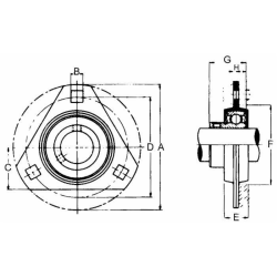 SUPPORTO FLANGIA TRIANGOLARE Ø20 SBPFT204