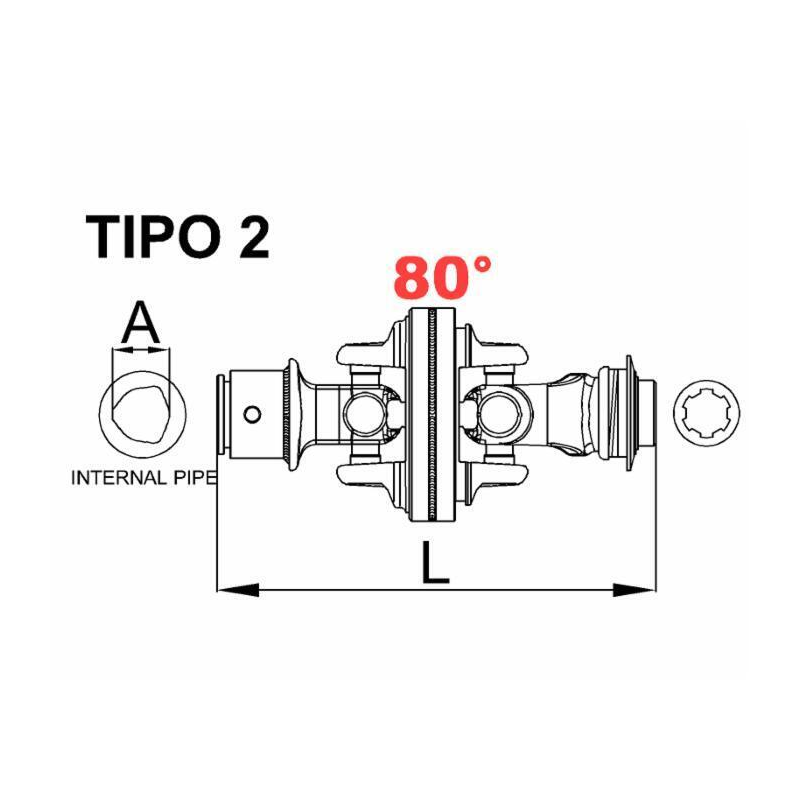 GIUNTO CARDANICO OMOCINETICO CATEGORIA 6 PER TUBO INTERNO 32x76 - 94x27